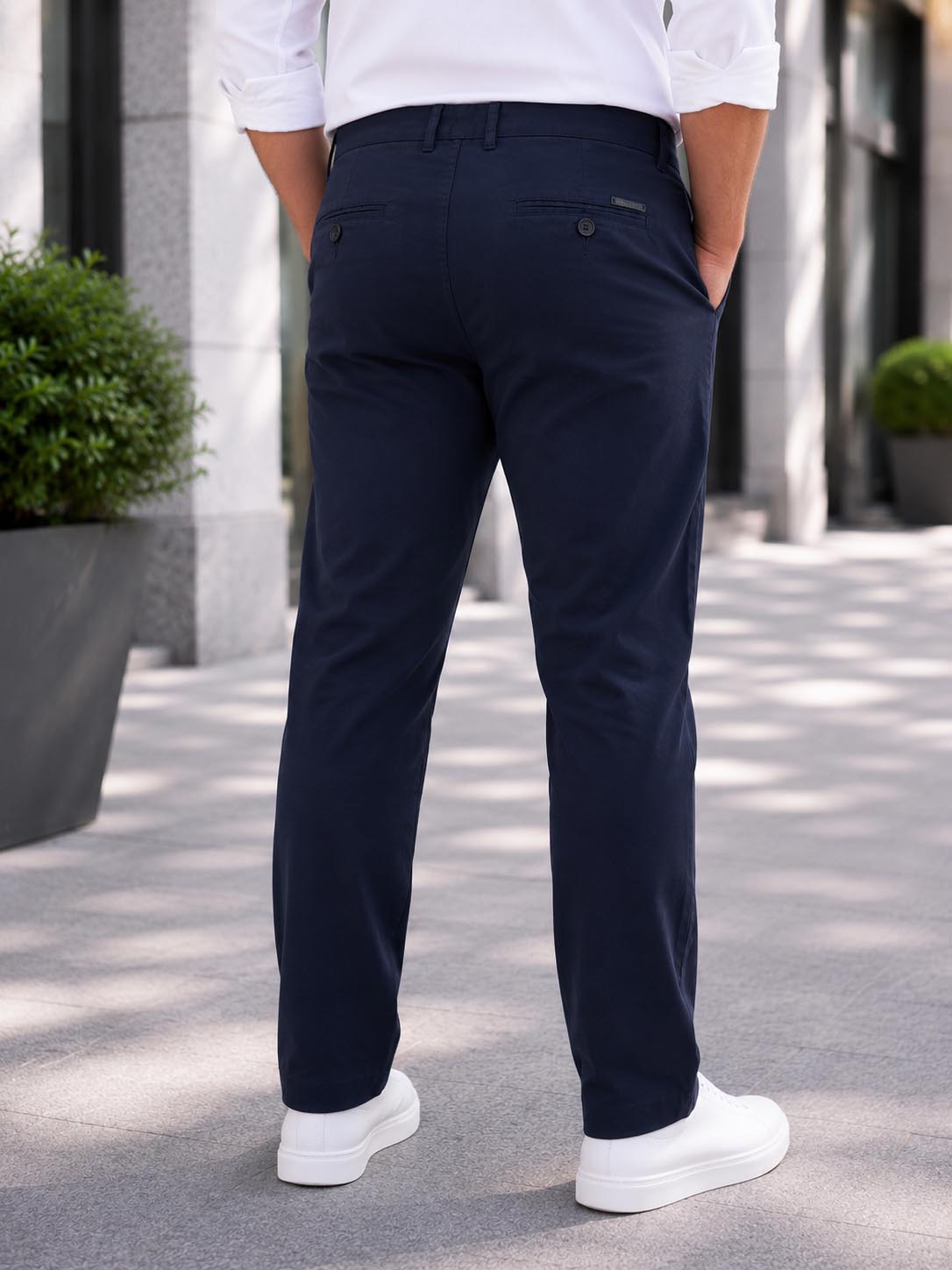 Trial ανδρικό μπλε navy υφασμάτινο Chinos παντελόνι 26Taylor φωτογραφία